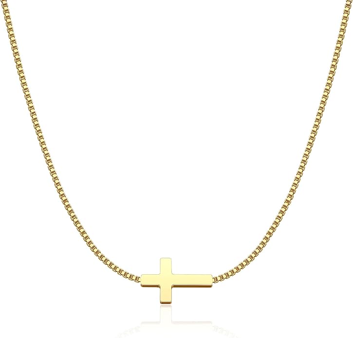 Women's 14k Gold Plated Cross Necklace | Elegant Dainty Layering Jewelry 2