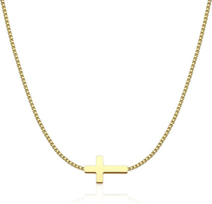 Women's 14k Gold Plated Cross Necklace | Elegant Dainty Layering Jewelry 2