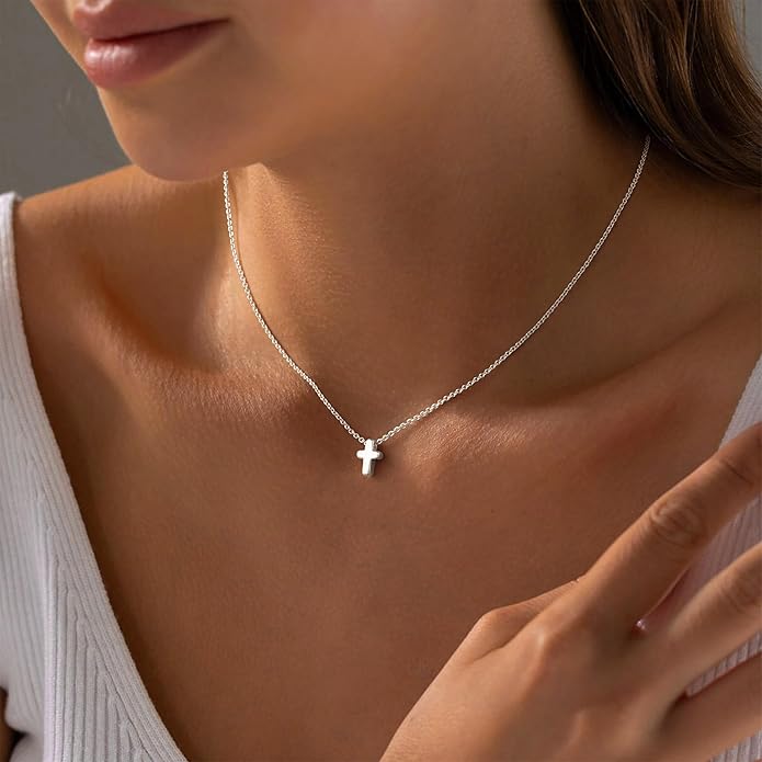 Women's 14k Gold Plated Cross Necklace | Elegant Layered Pendant Jewelry 1