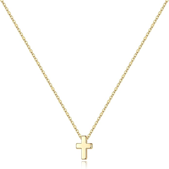 Women's 14k Gold Plated Cross Necklace | Elegant Layered Pendant Jewelry 2