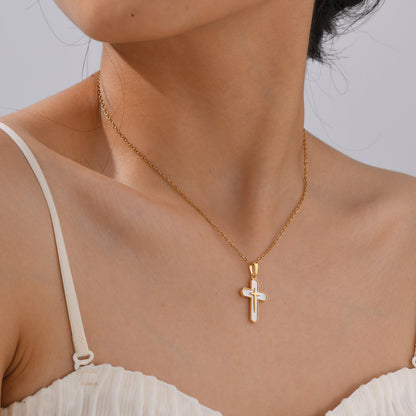 Women's 14k Gold Plated Stainless Steel Necklace | Elegant Cross Pendant for All Occasions 0