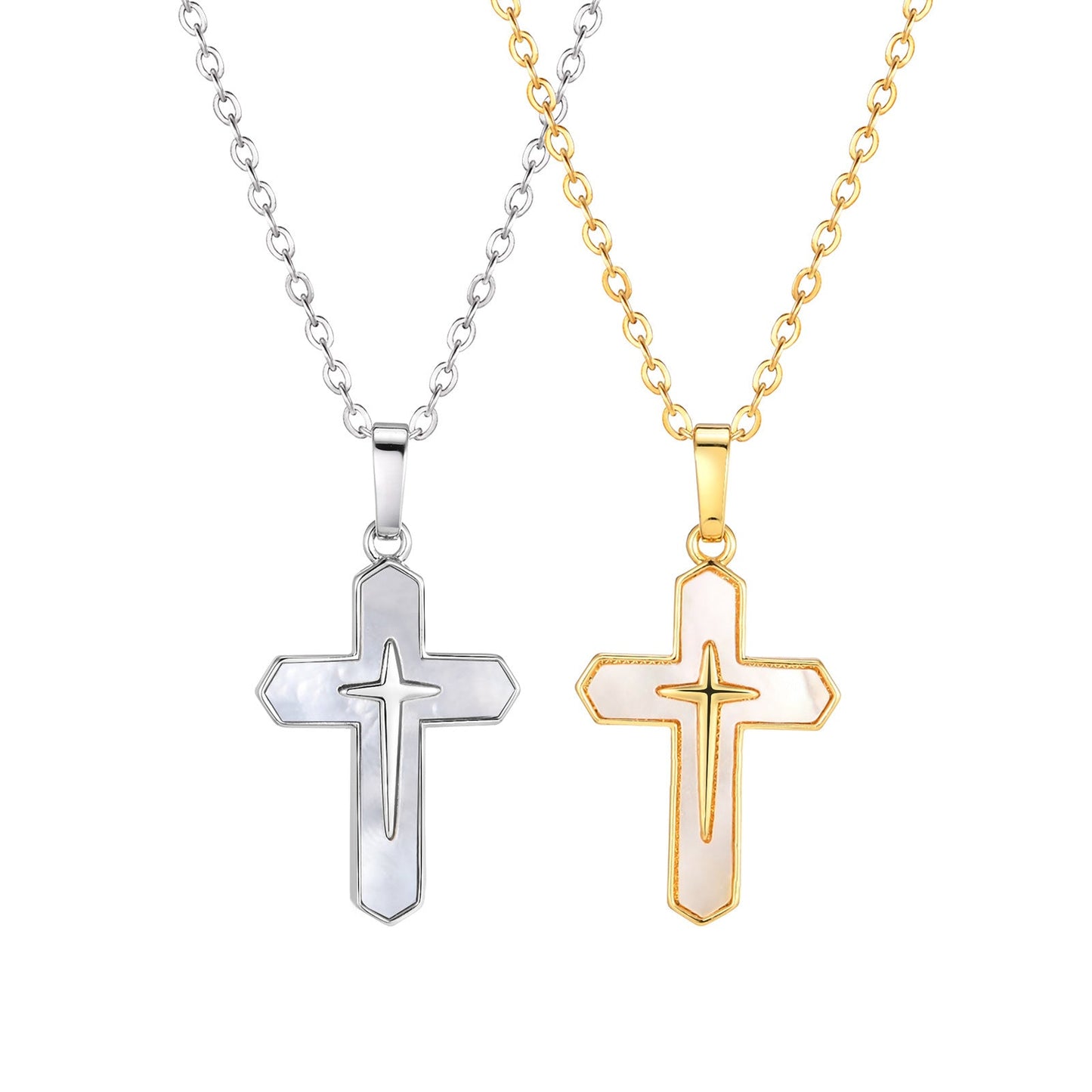 Women's 14k Gold Plated Stainless Steel Necklace | Elegant Cross Pendant for All Occasions 2
