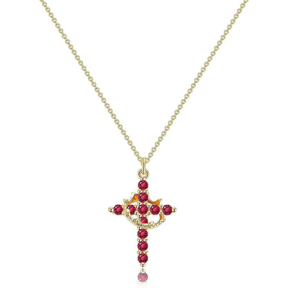 Women's 14k Gold Plated Sterling Silver Necklace | Elegant Cross and Crown Design for All Occasions 10