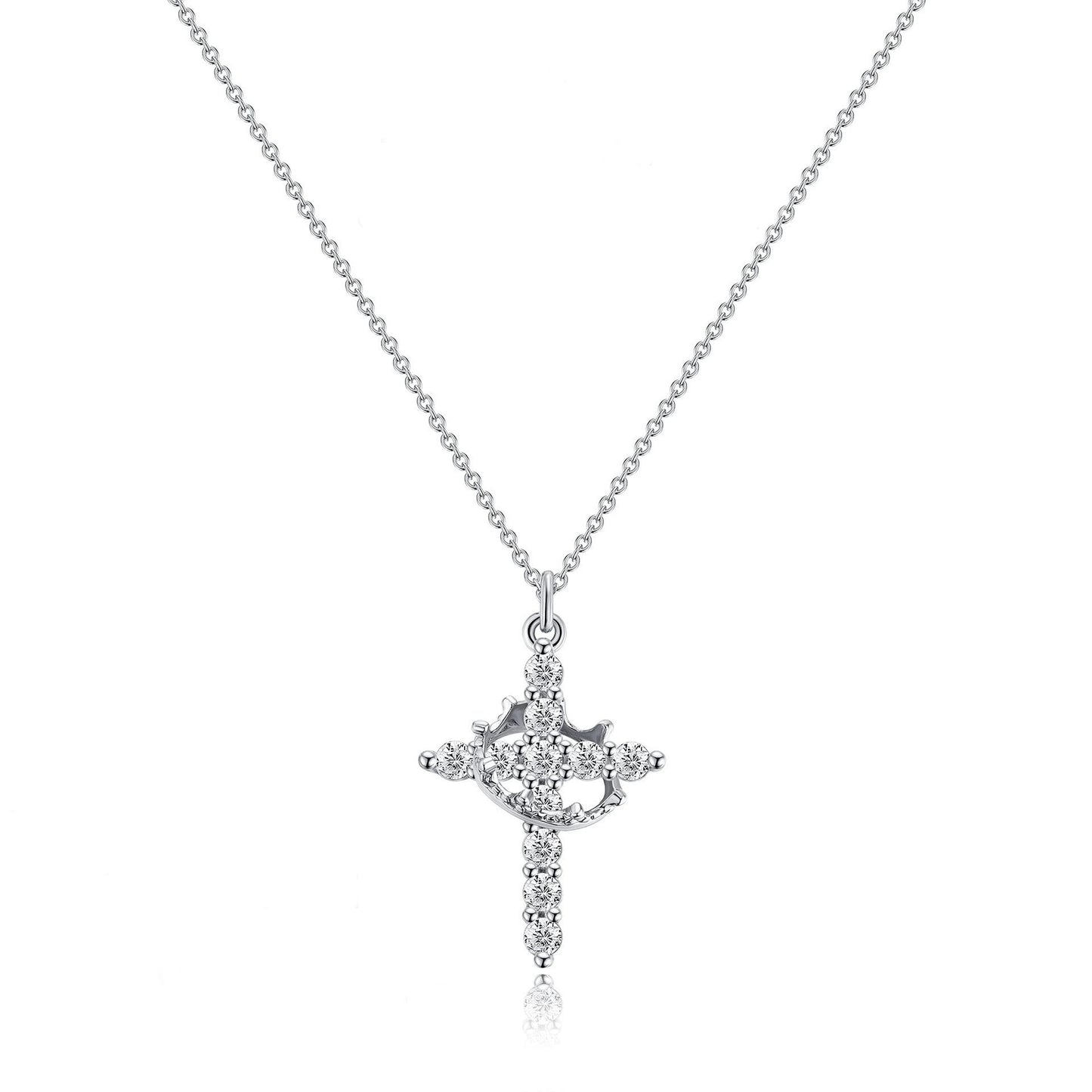 Women's 14k Gold Plated Sterling Silver Necklace | Elegant Cross and Crown Design for All Occasions 3
