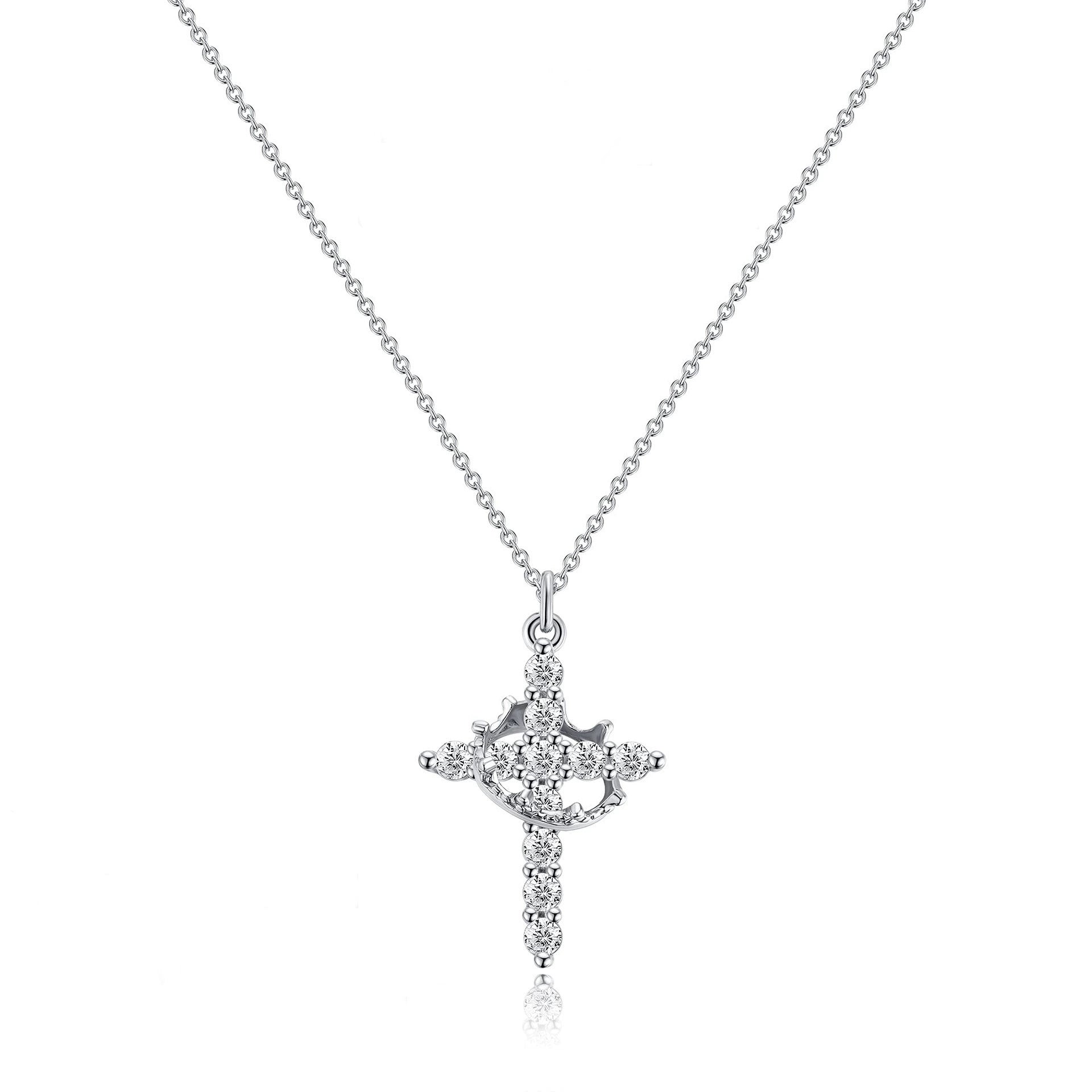 Women's 14k Gold Plated Sterling Silver Necklace | Elegant Cross and Crown Design for All Occasions 3
