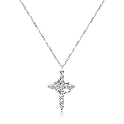 Women's 14k Gold Plated Sterling Silver Necklace | Elegant Cross and Crown Design for All Occasions 3