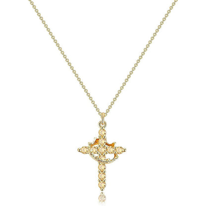Women's 14k Gold Plated Sterling Silver Necklace | Elegant Cross and Crown Design for All Occasions 7