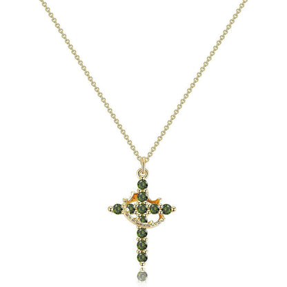 Women's 14k Gold Plated Sterling Silver Necklace | Elegant Cross and Crown Design for All Occasions 9