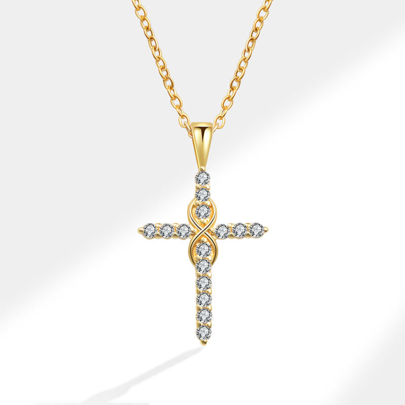 Women's Gold Plated Infinity Cross Necklace | Elegant Dazzling Cubic Zirconia Pendant 0