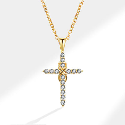 Women's Gold Plated Infinity Cross Necklace | Elegant Dazzling Cubic Zirconia Pendant 0