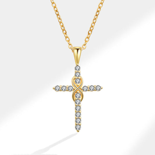 Women's Gold Plated Infinity Cross Necklace | Elegant Dazzling Cubic Zirconia Pendant 0