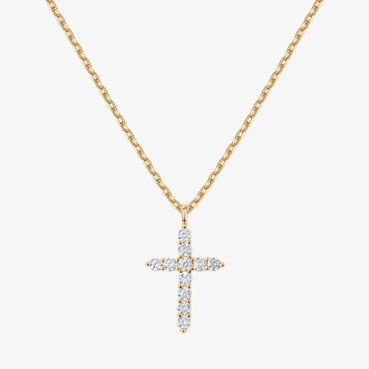 Women's Gold Plated Necklace | Elegant Cross Design with Cubic Zirconia Pendant 0