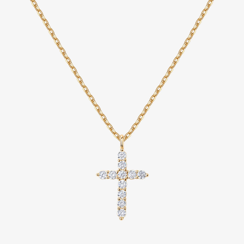 Women's Gold Plated Necklace | Elegant Cross Design with Cubic Zirconia Pendant 0