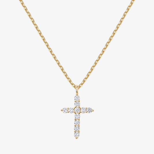 Women's Gold Plated Necklace | Elegant Cross Design with Cubic Zirconia Pendant 0