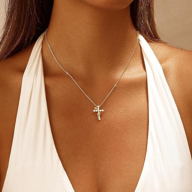 Women's Gold Plated Necklace | Elegant Cubic Zirconia Rose Pendant Jewelry 2