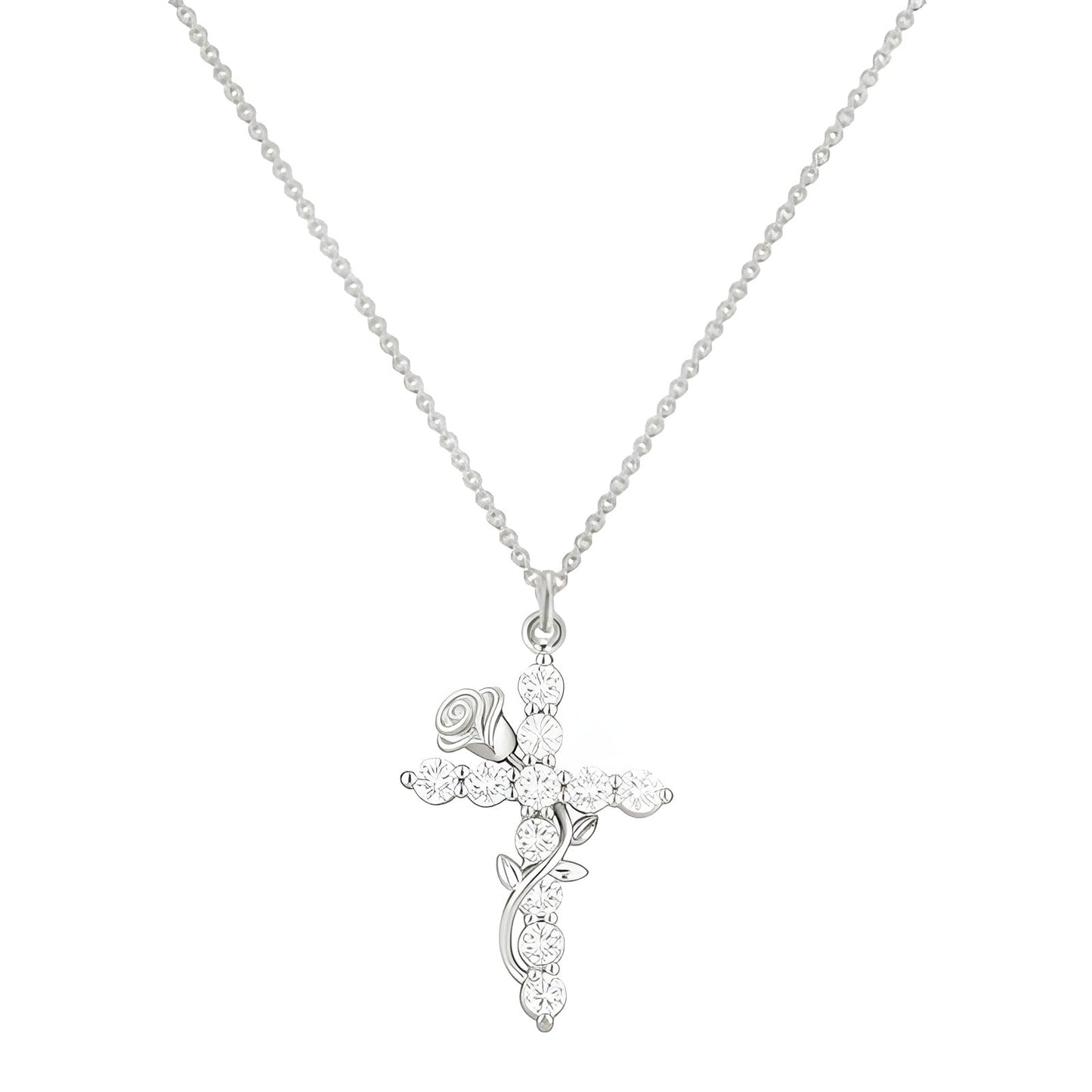 Women's Gold Plated Necklace | Elegant Cubic Zirconia Rose Pendant Jewelry 4