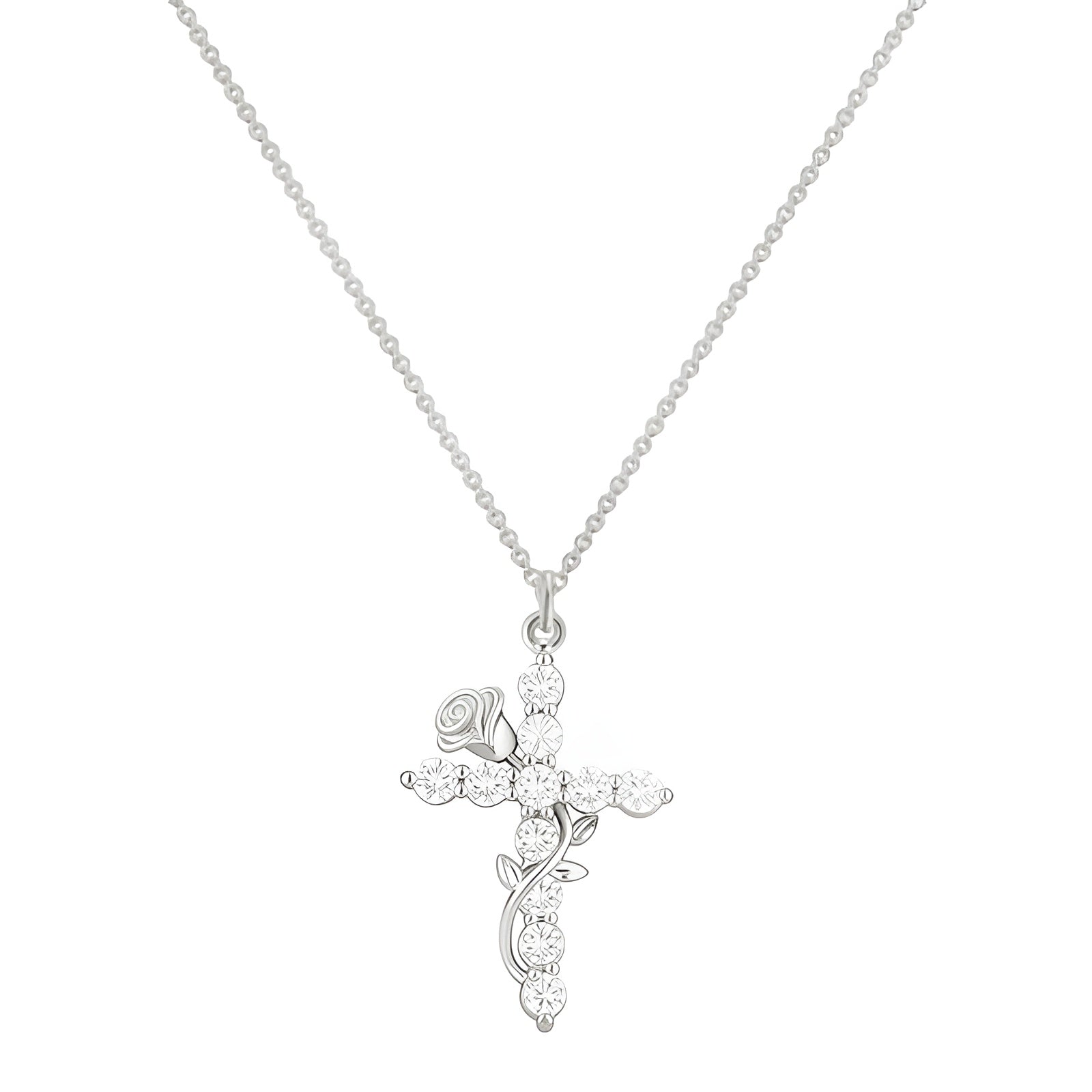 Women's Gold Plated Necklace | Elegant Cubic Zirconia Rose Pendant Jewelry 4