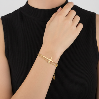 Layered Gold Bracelet – Stainless Steel Adjustable Minimalist Jewelry