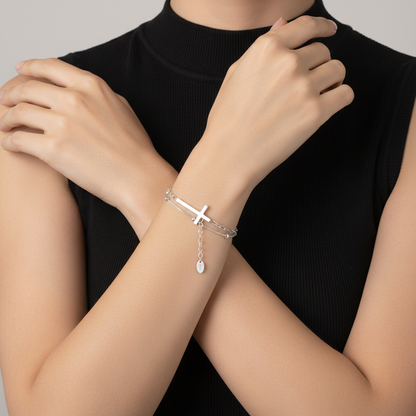 Layered Gold Bracelet – Stainless Steel Adjustable Minimalist Jewelry